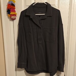 AERIE Dark Gray Long Sleeve Shirt SWEATSHIRT